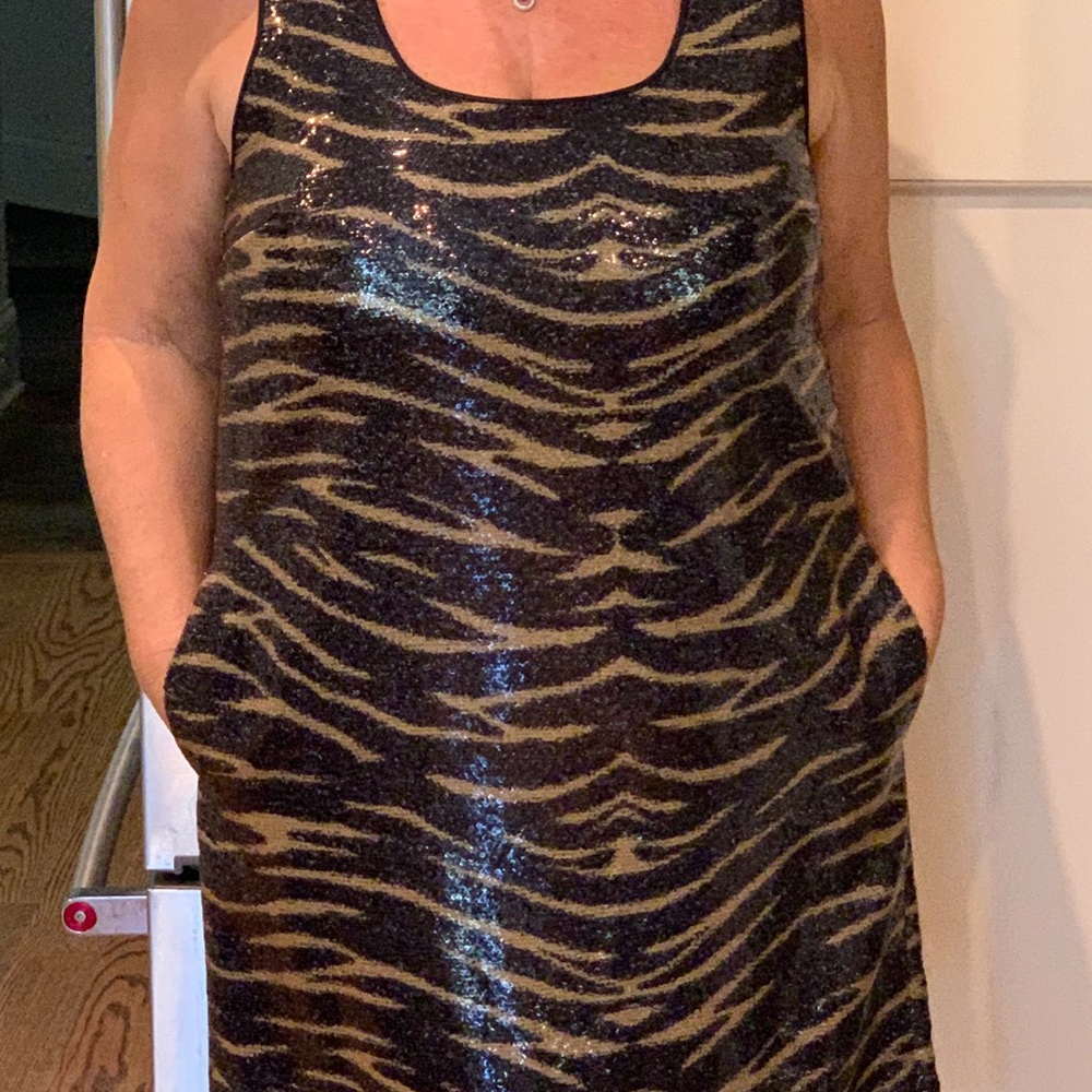 DKNY Couture Sequined A-Line Animal Print Mini Dress